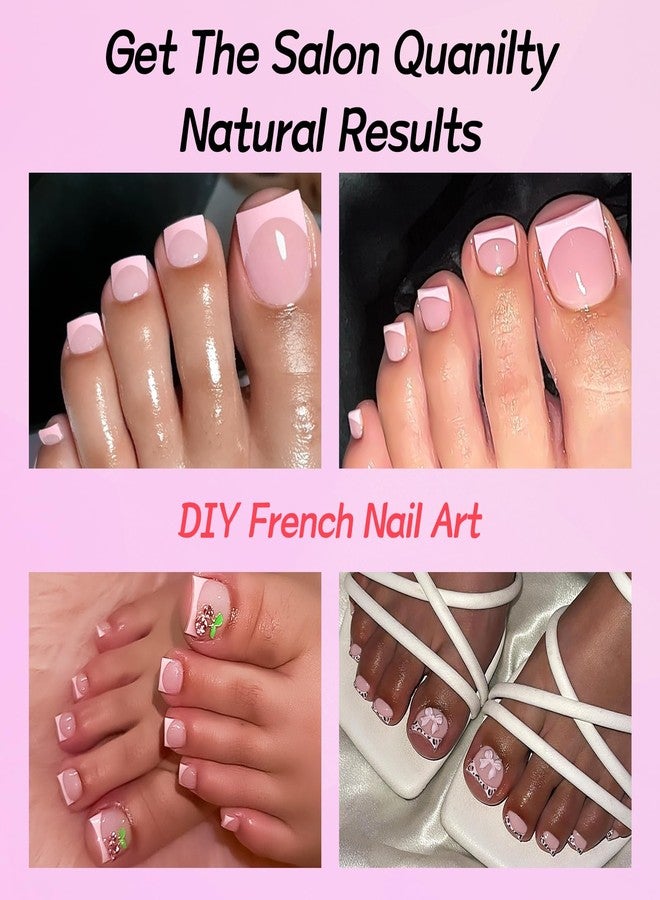 Lifextol 150PC Press on Toenails for Women Fake Toe Press on Nails French Tip Toe Nail Press ons with Sticky Tabs, 15 Size Fake Toenails Press ons Acrylic Toe Nail Tips Kit Pink Press on Toe Nails-H - Image 4