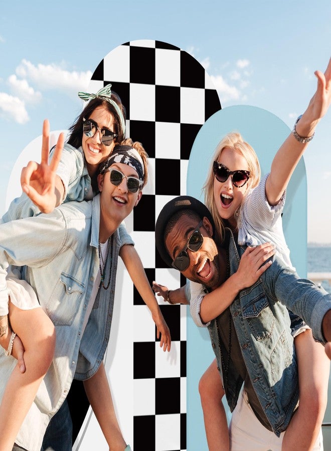 RimCereal 3 Pack Racing Car Theme Arch Backdrop Covers Set of 4ft, 5ft, 6ft Black White Racing Theme Checkered Spandex Arch Cover for Birthday Wedding Baby Shower Party Decor - Image 5