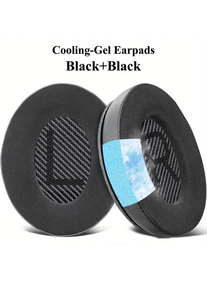 Replacement Cooling Gel Ear Pads for Bose QuietComfort QC 2 15 25 35 Headphones Black - Image 1