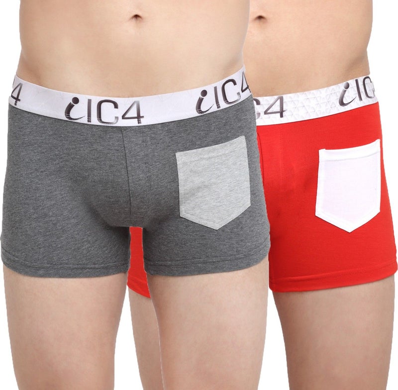 IC4 Store Men's Pocket Trunk Combo Pack of 2 - Charcoal and Red - Image 1