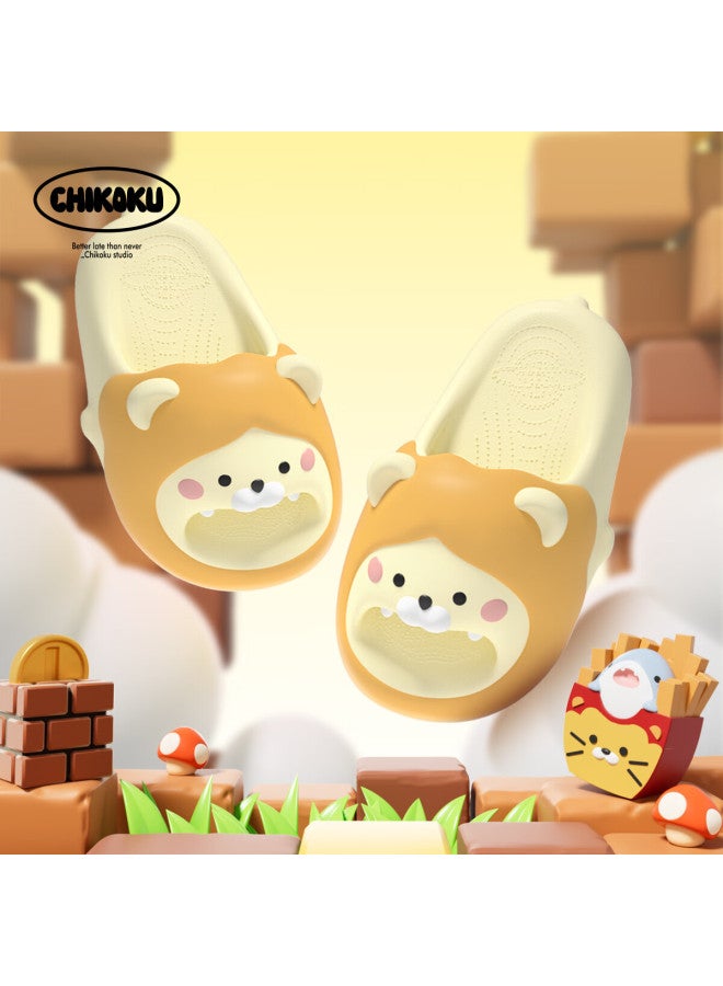 Chikoku Lion Shark Cute Cartoon Slippers Women Summer Home Thick Bottom Comfortable Soft Bottom Couple Home Cool Drag Men - Image 1
