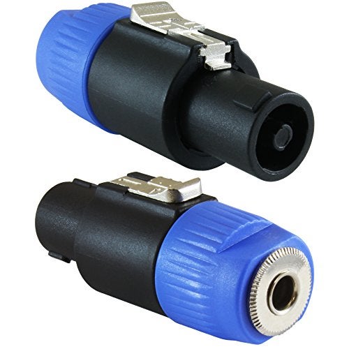 GLS Audio Speaker Plug Adapter 1/4" to Twist Lock 4 Pole & 2 Pole - Compatible with Neutrik Speakon NA4LJ, NA4LJX, NL4MP, NL4MPR, NL4FC, NL4FX, NL4 & NL2 Series, NL2FC, Speak-On - 2 Pack - Image 1