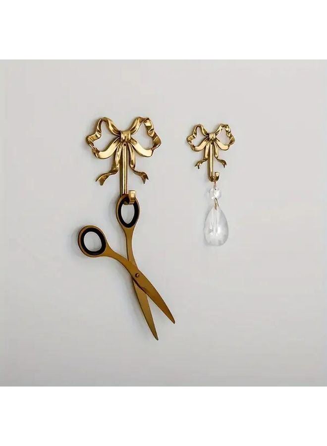 2pcs Vintage Nordic Bowknot Wall Hooks Solid Brass Coat Hat Hangers For Bedroom - Image 4