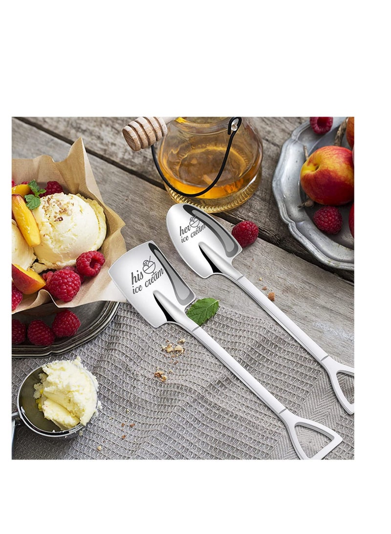 NIBEMINENT Ice Cream Spoons Wedding Anniversary Gifts for Her and Him Spoons, Stainless Steel Coffee Spoon Pack of 2 Set Valentines Day Couple Lovers2 - Image 2