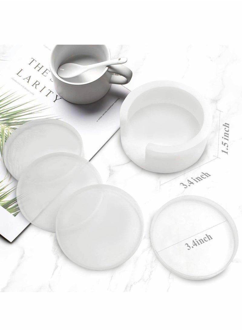 Excefore - Coaster Resin Mould,4PCS Silicone Mould for Epoxy with Storage Box Mould, Upgraded Moulds Casting, DIY Resin, Cups Mats, Home Decoration - Image 1