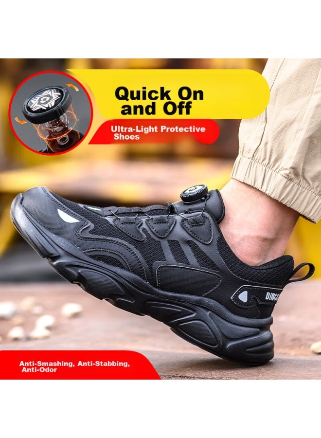 Dinggu Dinggu Safety Shoes For Men, Breathable, Lightweight, Smart Buckle, Anti-Smashing, Anti-Puncture, Steel Toe Cap Work Shoes Jd1168Hei43 - Image 4