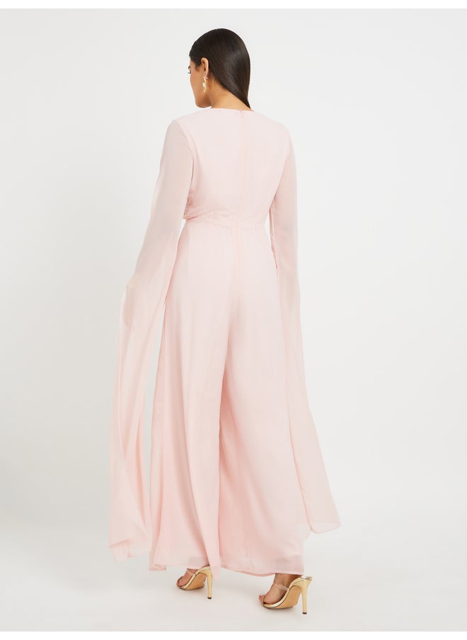 Styli Styli Embroidered Cape Sleeves Wide Leg Jumpsuit  - Image 5