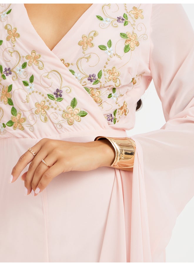 Styli Styli Embroidered Cape Sleeves Wide Leg Jumpsuit  - Image 4