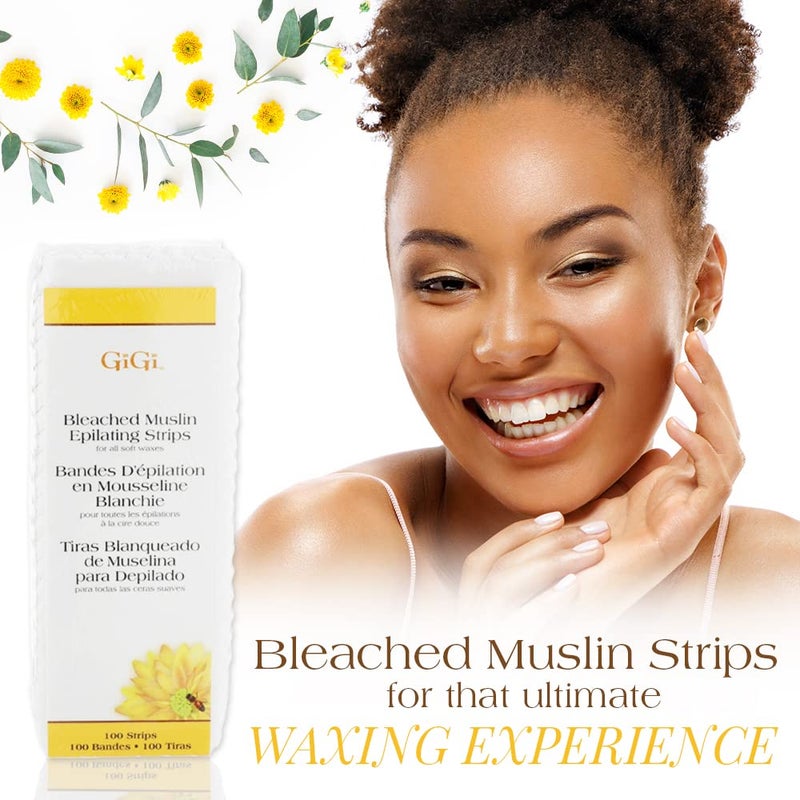 GiGi Bleached Muslin Wax Strips for Waxing â€“ 100 Count Epilating Wax Strips for Hair Removal, Ideal for Facial and Body Waxing, Spa Use - Image 3