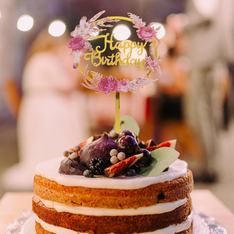 6 Pcs Acrylic Hollow Happy Birthday Cake Toppers Colorful Photo Props For Party - Image 5