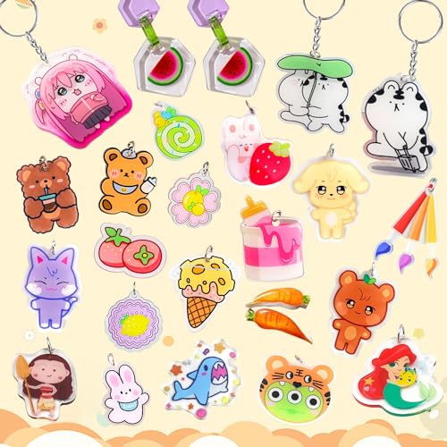 Gushu 140PCS Shrinky Plastic Sheets Kit, Shrink Paper Keychain Kit with 20PCS Shrink Paper 120PCS Keychains and Open Iron Ring for Kids Creative Craft Marking, Handprint Keychains - Image 3