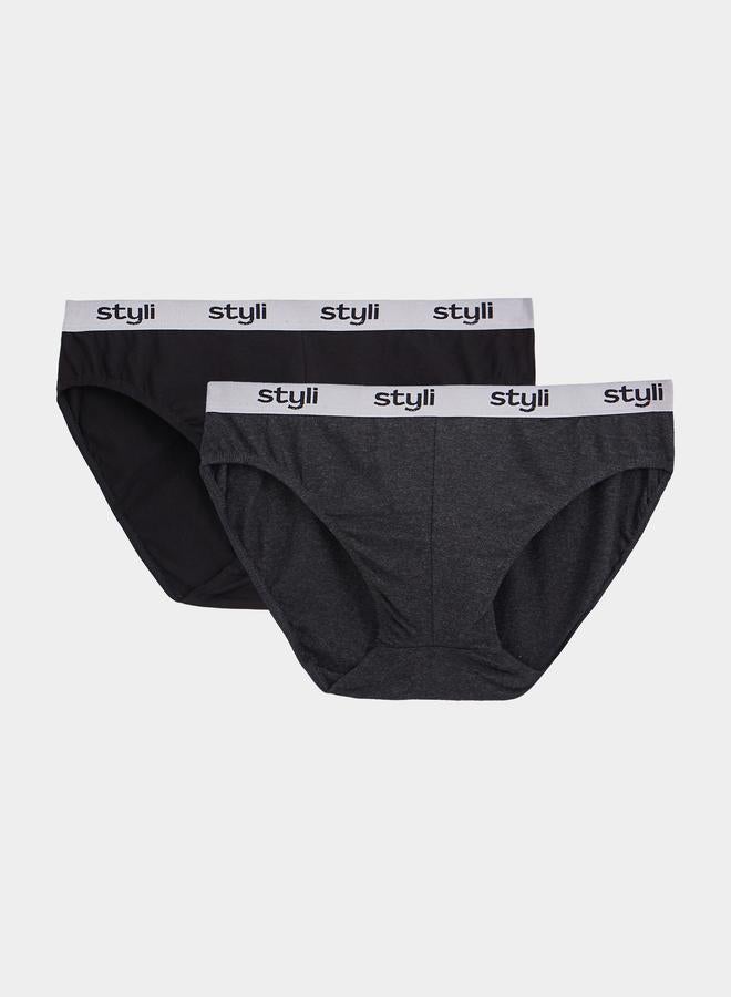 Styli Unwind Set of 2 - Logo Print Waistband Briefs - Image 1