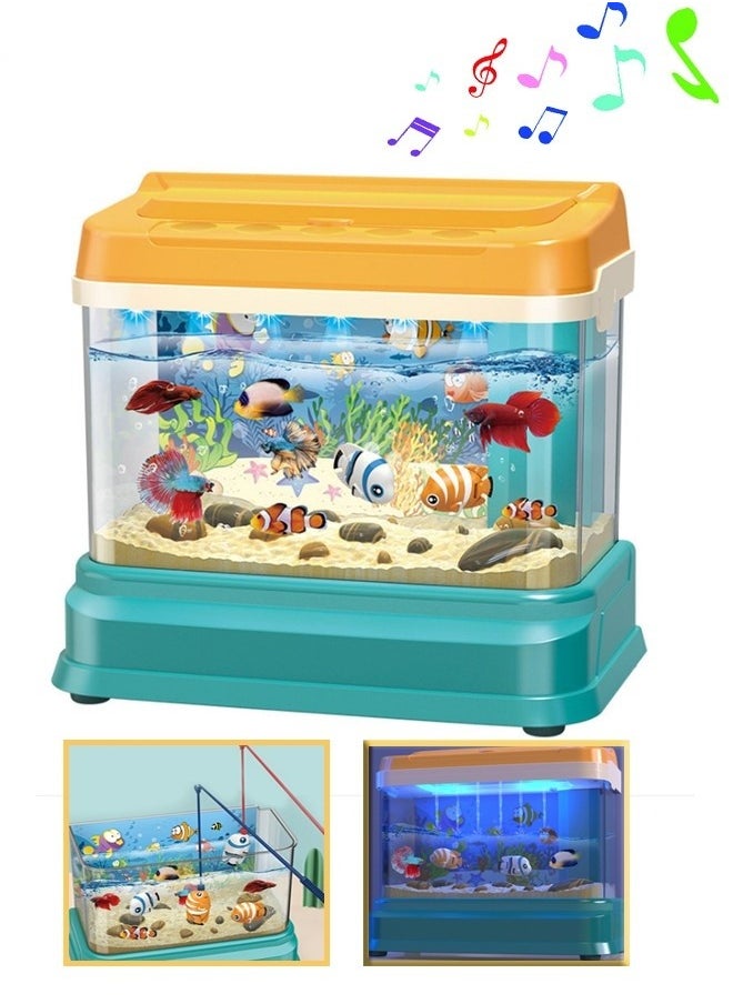 MIXDE Mini Aquarium Artificial Fish Tank with 2 pieces Moving Fish ,Aquarium Toy Fish Tank with USB Powered and Magnetic Bottle  - Image 1