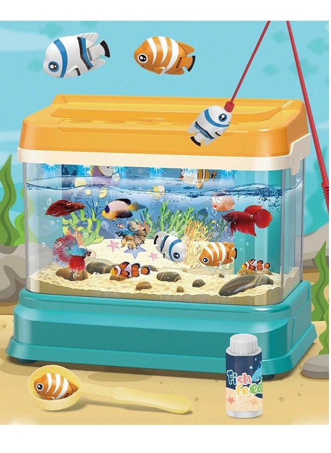 MIXDE Mini Aquarium Artificial Fish Tank with 2 pieces Moving Fish ,Aquarium Toy Fish Tank with USB Powered and Magnetic Bottle  - Image 2