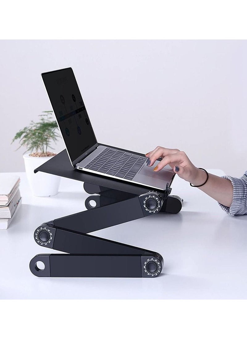 Laptop Desk, Laptop Stand for Bed and Sofa, Portable Adjustable Laptop Table Desk Stand with Mouse Pad, Ergonomic Design Lap TV Bed Tray Aluminum Cozy Desk Suitable for Reading Studying