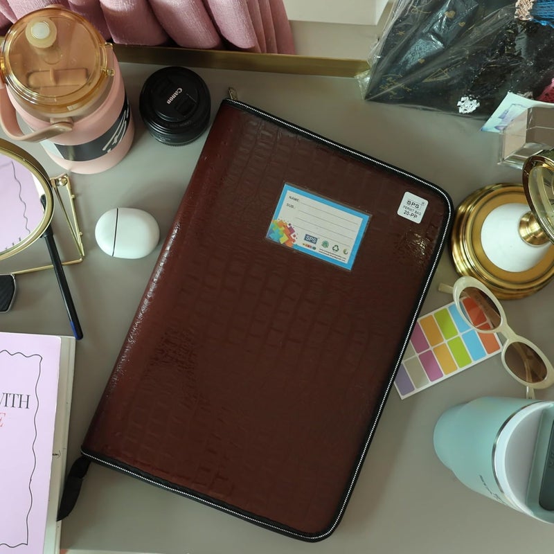 sps Premium PU Leather File Folder | 20 Sleeves for A4 & FC Size Documents | Blue - Image 2