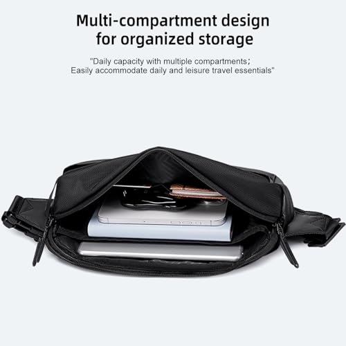 Golden Wolf Sling Bag for Men Travel 2L Chest Bag for Mobile Side Bag Waist Pouch Sleek Cross Bags Quick-Release Straps | Water-Resistant Fanny Pack for Office Casual Daily, Black - Image 3