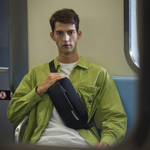 Golden Wolf Sling Bag for Men Travel 2L Chest Bag for Mobile Side Bag Waist Pouch Sleek Cross Bags Quick-Release Straps | Water-Resistant Fanny Pack for Office Casual Daily, Black - Image 2