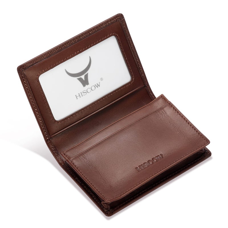 HISCOW Leather Business Card Case Holder for Men Women Italian Calfskin Coffee VegetableTanned Leather - Image 2
