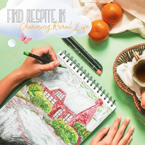 ColorIt Countryside: Colorful Cottages & Rural Retreats Adult Colouring Book with 50 Illustrations of Rural Scenes, Thick Perforated Paper, Hardcover and Ink Blotting Paper - Image 3