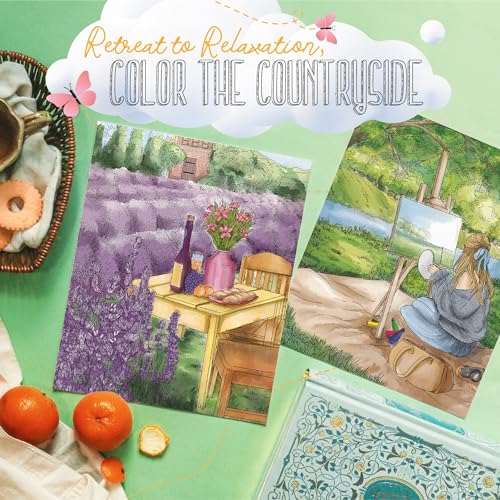 ColorIt Countryside: Colorful Cottages & Rural Retreats Adult Colouring Book with 50 Illustrations of Rural Scenes, Thick Perforated Paper, Hardcover and Ink Blotting Paper - Image 2
