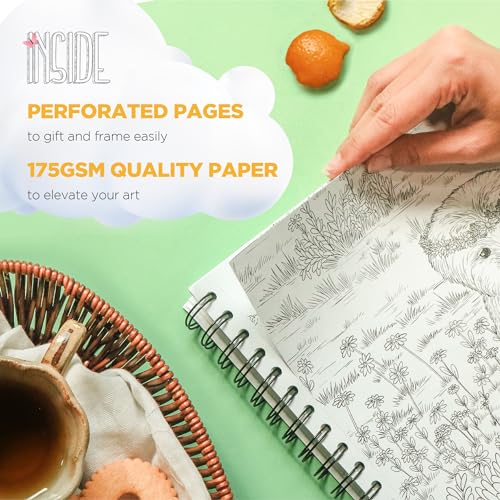 ColorIt Countryside: Colorful Cottages & Rural Retreats Adult Colouring Book with 50 Illustrations of Rural Scenes, Thick Perforated Paper, Hardcover and Ink Blotting Paper - Image 5