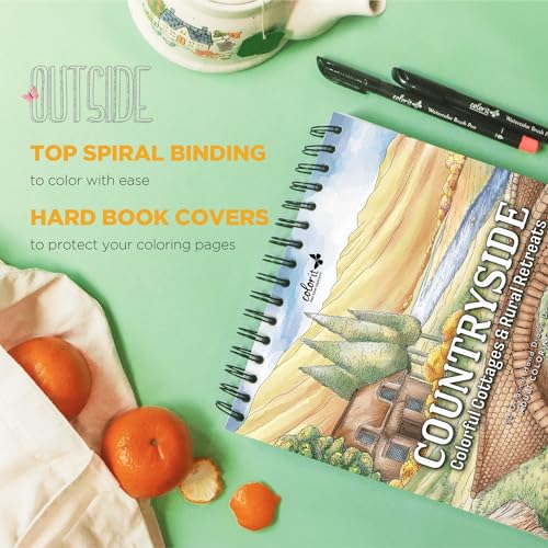 ColorIt Countryside: Colorful Cottages & Rural Retreats Adult Colouring Book with 50 Illustrations of Rural Scenes, Thick Perforated Paper, Hardcover and Ink Blotting Paper - Image 4