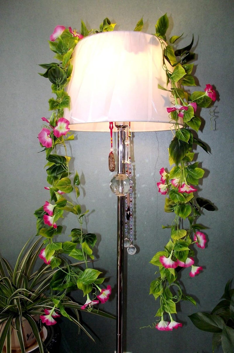 AirSun Artificial Morning Glory Flower Vines, 2pcs 15Feet Hanging Plants Silk Garland Fake Green Plant Home Garden Wall Fence Indoor Outdoor Wedding Birthday Decor (Rose Pink) - Image 4