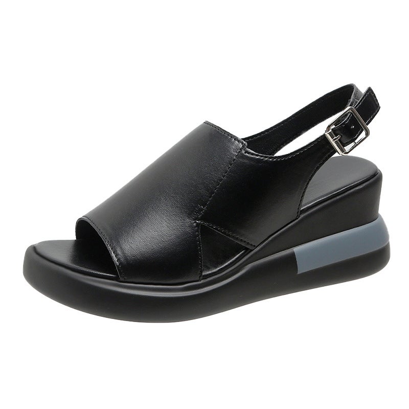 Women''s Summer Outfit Platform Wedge Sandals Women''s 2023-back One-button Sandals Large Size High Heel Sandals - Image 1