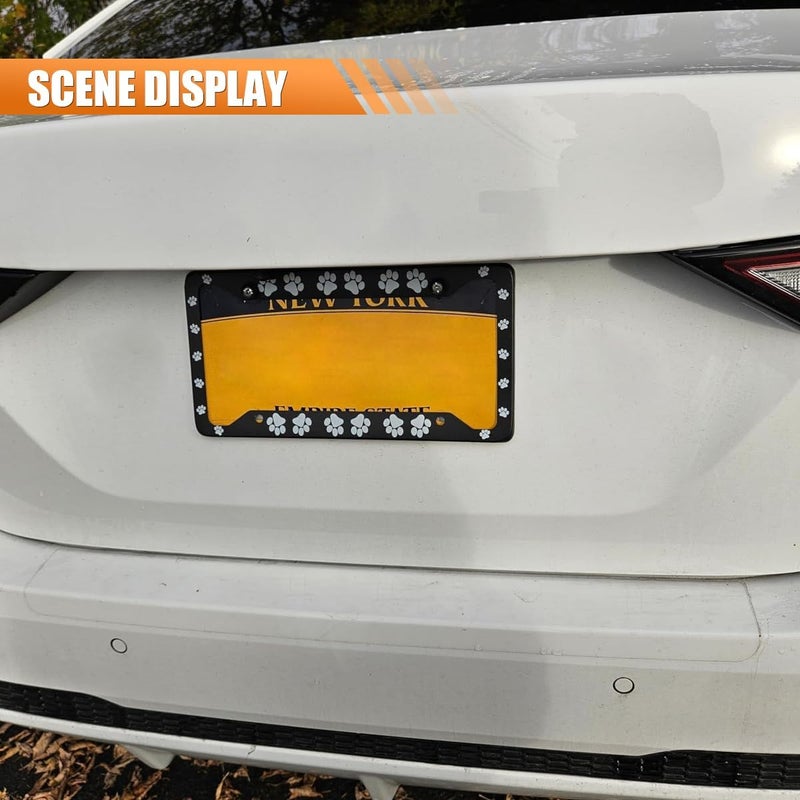LHDOS 2PCS Paw Print Car License Plate Frame, 12'' x 6'' Aluminum Alloy Car License Holder, Dog Paw License Plate Cover with 2 Cup Coasters, 4 Tire Valve Stem Caps, 8 Nuts, 8 Washers, 8 Screws Modern color selections - Image 5