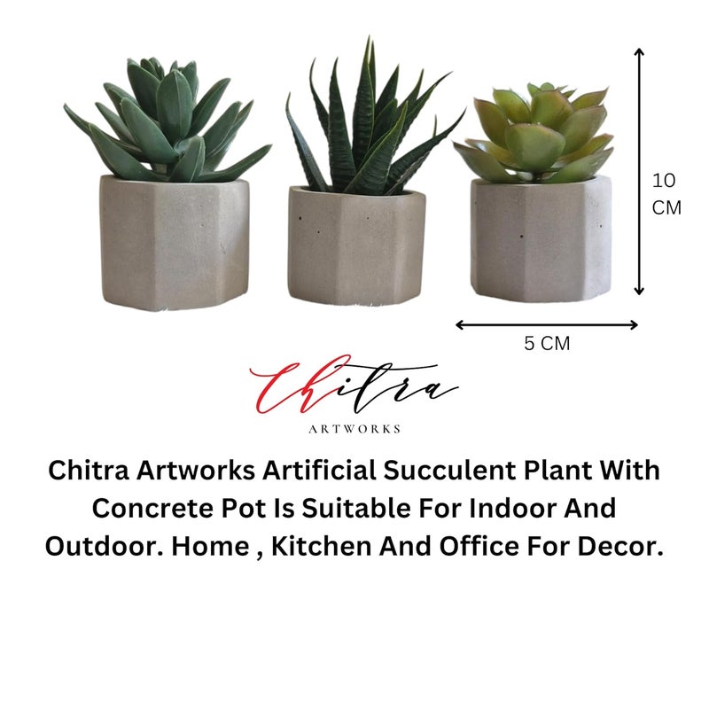 Chitra Artworks Artificial Plant With Pot Concrete Pot Cement Pot 35 Concrete PotPack Of 3 Grey - Image 2