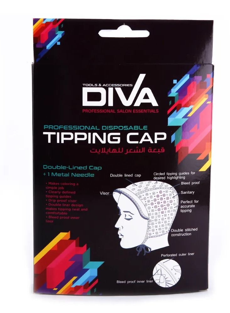 Diva Disposable Tipping Cap for Men & Women, Professional Hair Highlighting Cap with Pre-Punched Holes â€“ 4pcs Per Box - Image 3