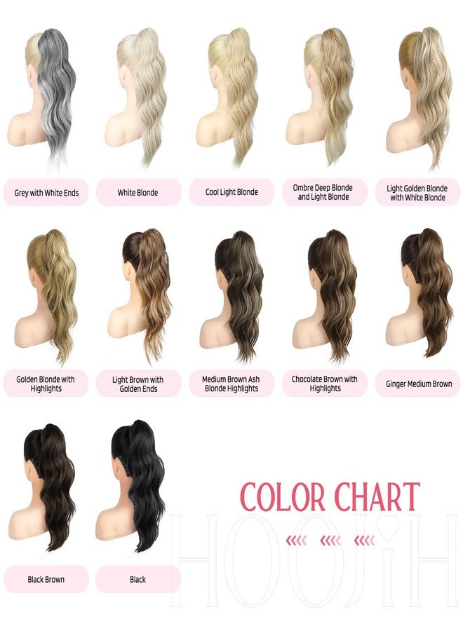 HOOJIH Clip in Ponytail Extension, Ponytail Extension 18 Inch Hair Ponytail Extension Wavy Ponytail Fluffy Soft Clip on Ponytail Synthetic Fiber Ponytail Hair Pieces for Women - Cool Light Blonde - Image 4