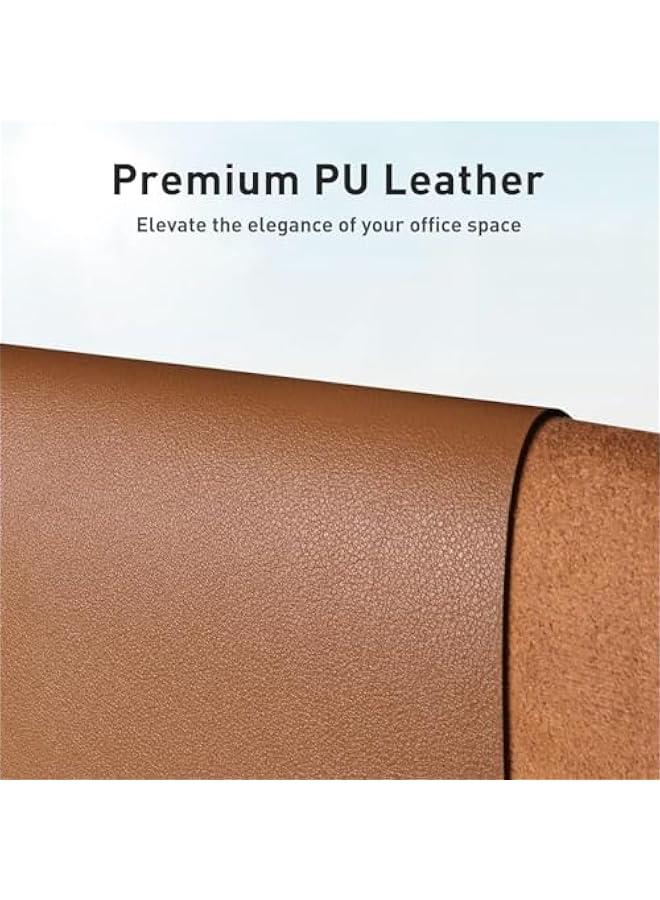 HOOKOR Leather Desk Pad Protector,Mouse Pad,Office Desk Mat, Non-Slip PU Leather Desk Blotter,Laptop Desk Pad,Waterproof Desk Writing Pad for Office and Home (Brown, 90x40cm) - Image 2