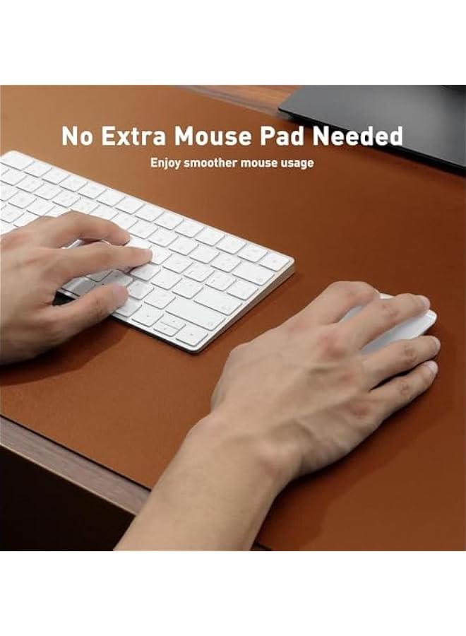 HOOKOR Leather Desk Pad Protector,Mouse Pad,Office Desk Mat, Non-Slip PU Leather Desk Blotter,Laptop Desk Pad,Waterproof Desk Writing Pad for Office and Home (Brown, 90x40cm) - Image 4
