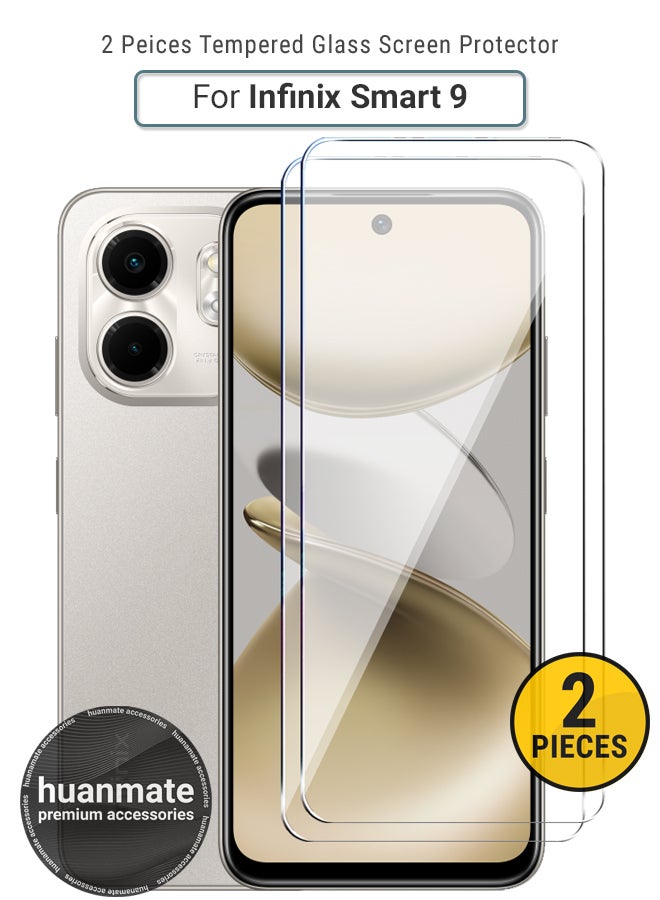 2 Pieces Infinix Smart 9 Tempered Glass Screen Protector – High Transparency, Delicate Touch, Anti-Explosion, Smooth Arc Edges, Easy Installation, Screen Protector for Infinix Smart 9