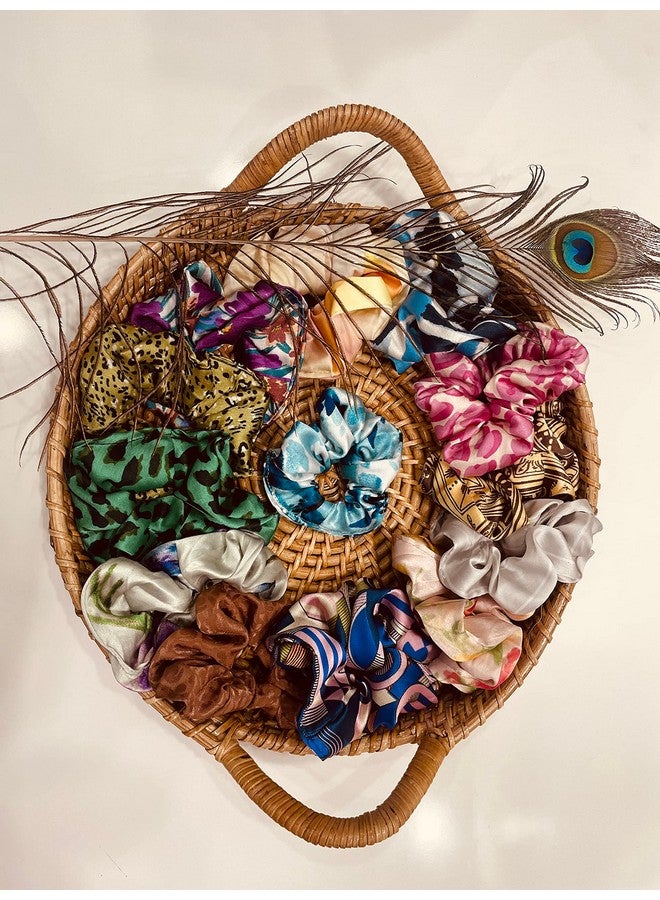 Drishti Printed Hair Scrunchies Hair Ponytail Holder Satin Fabric For Girl And Women Multicolor (Pack of-24) - Image 4