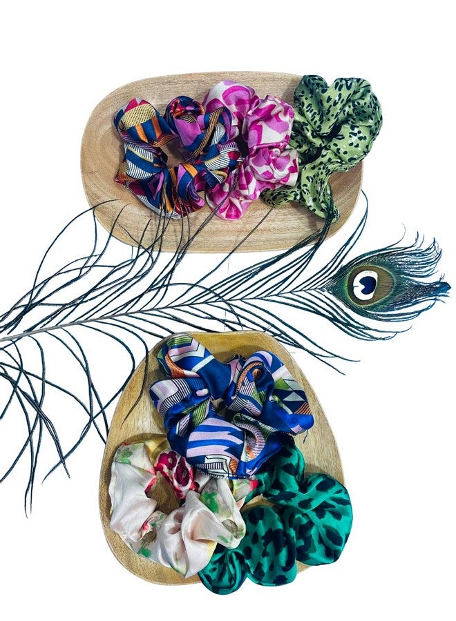 Drishti Printed Hair Scrunchies Hair Ponytail Holder Satin Fabric For Girl And Women Multicolor (Pack of-24) - Image 3