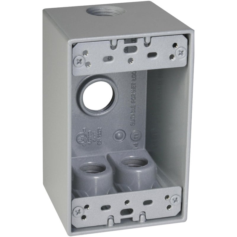 TayMac SD475S Weatherproof Box, 1-Gang, (4) 3/4-Inch Outlets, Deep, Gray - Image 5
