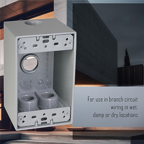 TayMac SD475S Weatherproof Box, 1-Gang, (4) 3/4-Inch Outlets, Deep, Gray - Image 4