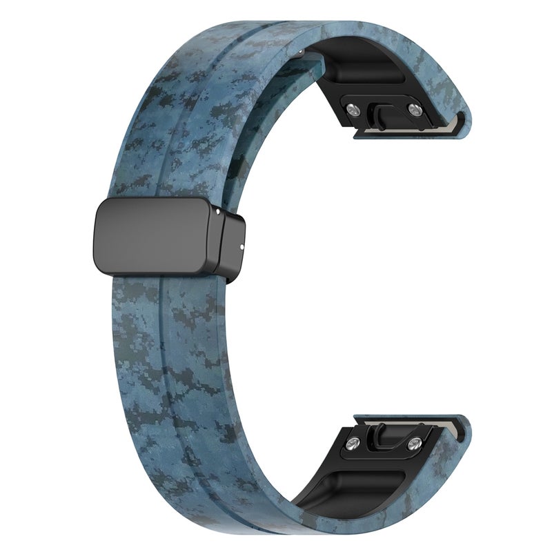 S-TOP For Garmin Fenix 7X Magnetic Folding Black Buckle Color Printed Silicone Watch Band(Mosaic) - Image 3