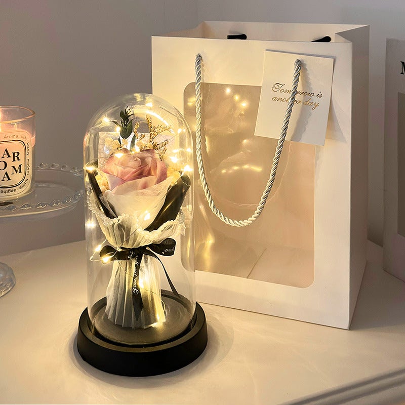 Generic Everlasting Rose Bouquet Birthday Gift Set Black plum purple sauce + handbag 