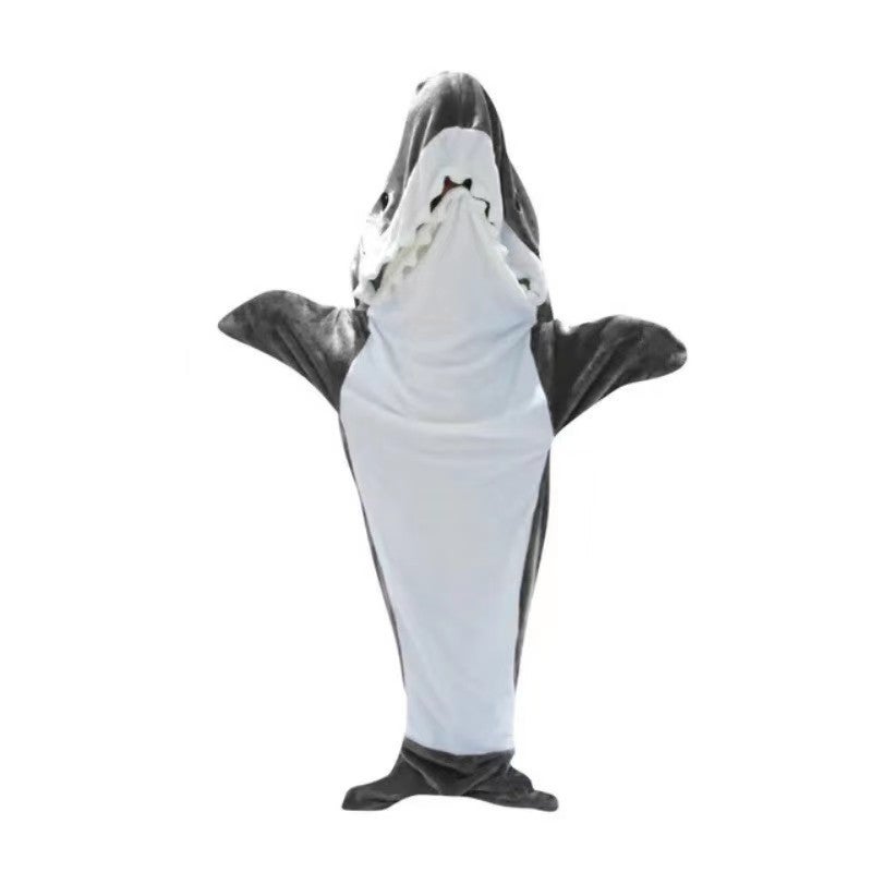 Shark Sleeping Bag Adult Hoodie Sleeping Bag Flannel Home Clothes Loose Sleepsuit Shark Nightgown - Image 1