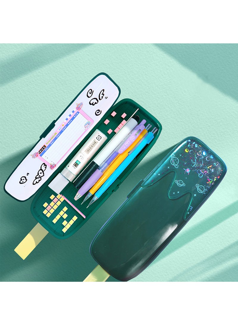 Loquat Nbx Diy Assembled Pencil Case Ice Cream Quicksand Multi-functional Cute Pencil Box Stationery Storage Holder Organizer Box For School Teen Boys Girls Students Green - Image 2