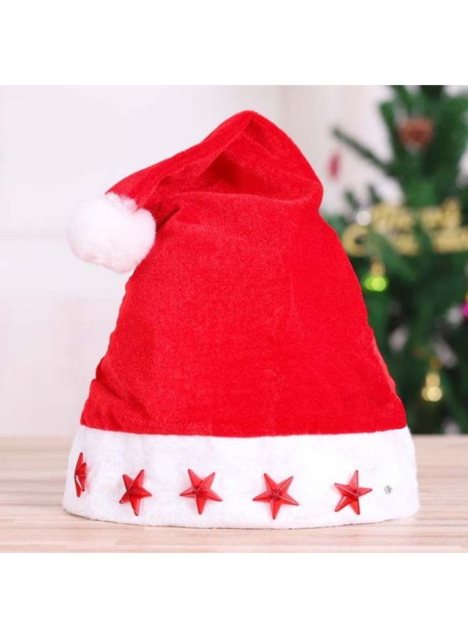 هات قبعة سانتا مع نجوم حمراء مضيئة - Image 1