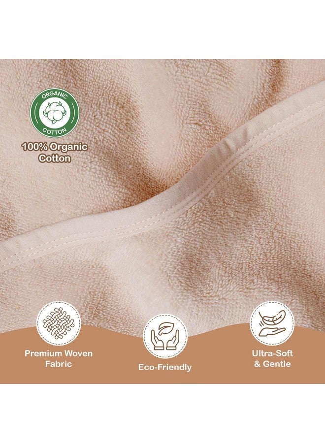 infancie Organic Cotton Low-Twist Woven Hooded Baby Towels, 31x31 Inches, Soft Bath Towels with Hood for Newborns and Kids, Girls & Boys (Blush, 31.4" L x 31.4" W) - Image 3