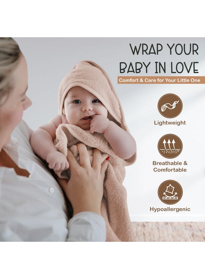 infancie Organic Cotton Low-Twist Woven Hooded Baby Towels, 31x31 Inches, Soft Bath Towels with Hood for Newborns and Kids, Girls & Boys (Blush, 31.4" L x 31.4" W) - Image 2