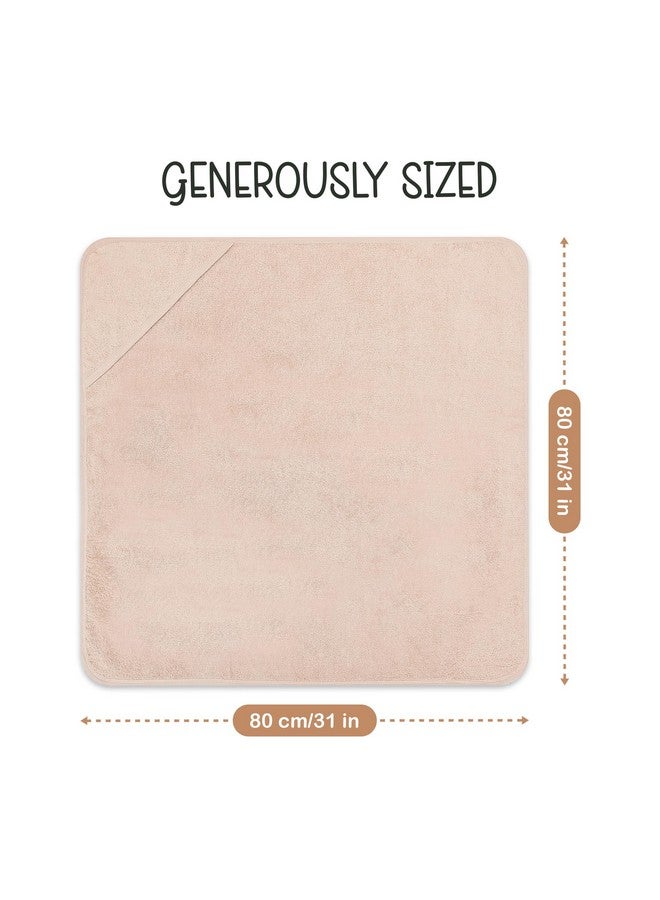 infancie Organic Cotton Low-Twist Woven Hooded Baby Towels, 31x31 Inches, Soft Bath Towels with Hood for Newborns and Kids, Girls & Boys (Blush, 31.4" L x 31.4" W) - Image 1