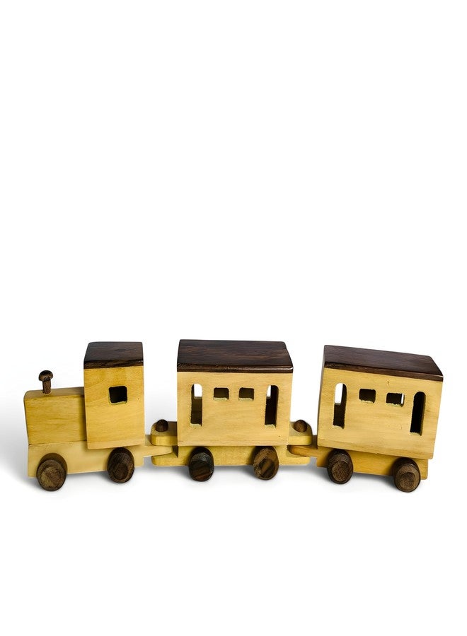 MarvelStore Handcrafted Wooden Toy Train Set | Classic Vintage Style with Two Attached bogie | Eco-Friendly,Non-Toxic, Durable Perfect for Toddlers | Beautiful Natural Wood Finish for Kid(Wooden Handicraft Train) - Image 2
