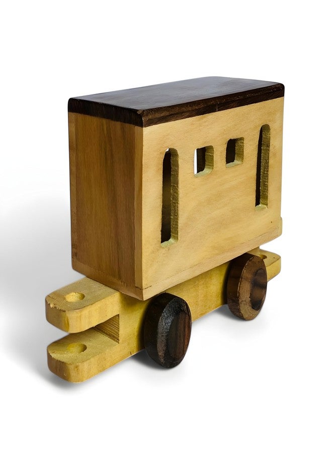 MarvelStore Handcrafted Wooden Toy Train Set | Classic Vintage Style with Two Attached bogie | Eco-Friendly,Non-Toxic, Durable Perfect for Toddlers | Beautiful Natural Wood Finish for Kid(Wooden Handicraft Train) - Image 4